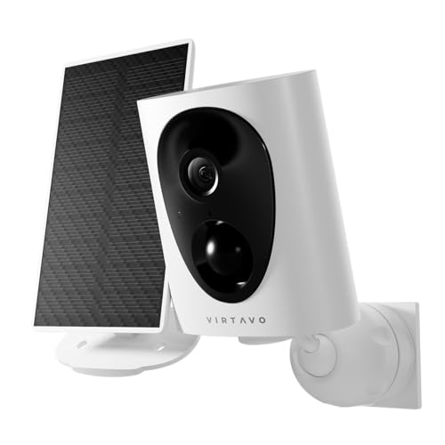 VIRTAVO Wireless Solar Security Camera Outdoor 2K Starlight Color Night Vision PIR Motion Detection Battery Powered 2-Way Audio Weatherproof Cloud/SD Storage 2.4GHz WiFi No Monthly Fee