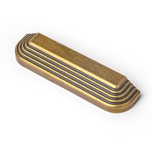 Goo-Ki 6 Pack 5 Inch Antique Brass Cup Pulls – Multi-Sectioned, Ribbed Design for Classic Drawer