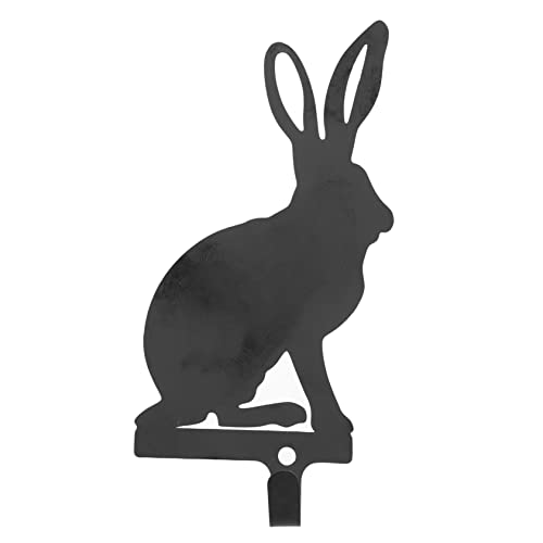 CAXUSD Gancho de pared de conejo de Pascua, gancho decorativo de hierro para baño, cocina, entrada, negro, 4.7 x 2.4 x 0.1 pulgadas, resistente y fácil de instalar