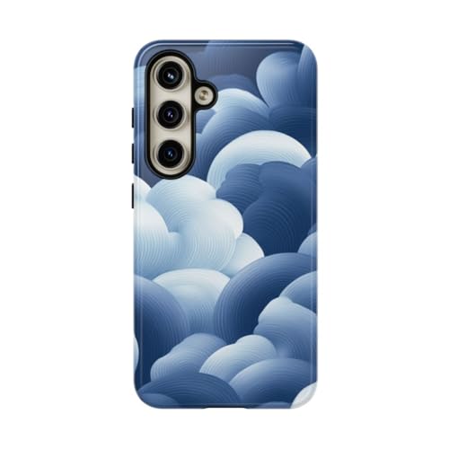 Coque Samsung S24 motif nuage bleu azur avec finition rigide brillante protégeant le téléphone