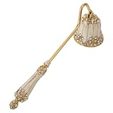 CONGARTENO Vintage Kerzenlöscher aus Metall mit Perlen Kristallen Handlicher Dochtlöscher im Glockendesign Emailliert für Teelichter Stumpenkerzen Rustikales Kerzenzubehör für Zuhause