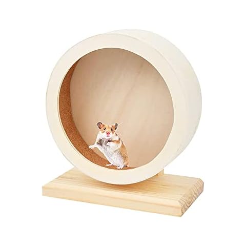 Wmzjnljy Wooden Hamster Exercise Wheel Small Pets Mute Running Spinner Wheel Play Toy for Hamsters Gerbil Mice Guinea Pigs and Other Small Pets(J09-1) Cover