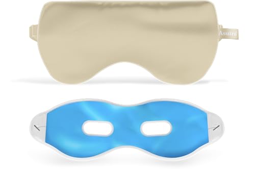 ASUTRA Silk Eye Pillow for Sleep, Champagne - Filled w/Lavender Buds & Flax Seeds, Weighted Eye...