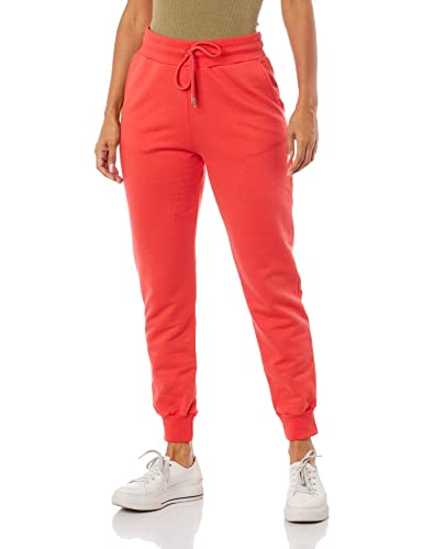 Calça Básica Feminina Jogger Cintura Alta Em Moletom Peluciado Vermelho M