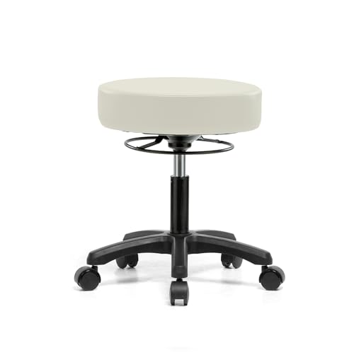 Image of Perch Life Height Adjustable Stool | Desk Height 18-23 inch | Off-White Vinyl