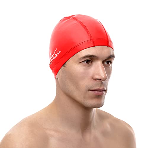 AqtivAqua Kids Swimming Cap for Toddlers & Preschoolers (1-5 Years) Swimming Hat Kids Swim Cap for Little Boys and Girls (Red color - Image 4