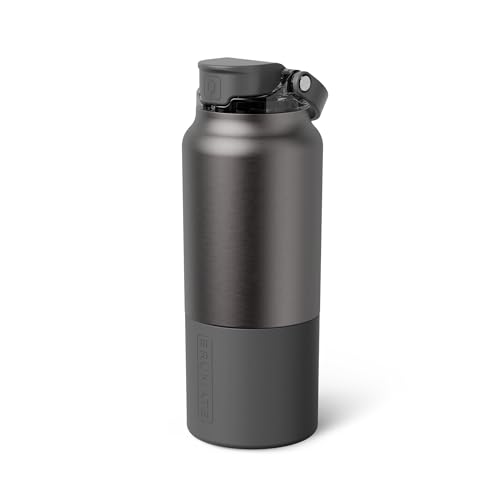 Image of BruMate Rise 35oz Water Bottle With Covered Silicone Straw | 100% Leakproof Insulated Water Bottle | Soft Sip Silicone Spout | Made of Stainless Steel | 35oz (Black Stainless)