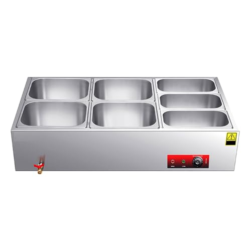 Cost-Saving Commercial Food Warmer - Heavy-Duty, Large Capacity Stainless Steel Buffet Server, The Solution for Restaurants, Catering & Hotels(E7-40.55" L x 22.44" W x 9.45" H)