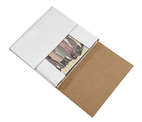 Image of Boxes Fast BFM12122BF Corrugated Cardboard Easy-Fold Mailers, 12 1 /2 x 12 1 /2 x 2 Inches, Fold Over Mailers, Adjustable Die-Cut Shipping Boxes, Multi-Depth, Large White Mailing Boxes (Pack of 50)