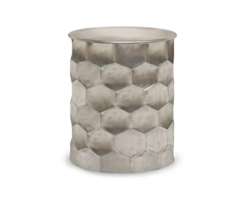 Simplihome Whitney Industrial 17 Inch Wide Metal Storage Accent Side Table In Antique Silver, Fully Assembled, End, Bedside Table And Nightstand, For The Living Room And Bedroom #TOP14