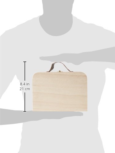 Valisette En Bois Artemio 23x17x9cm Avec Anse Simili Cuir - Boîte à Décorer Et Personnaliser