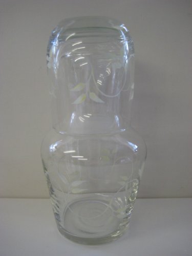 Hand Painted Glassware Cream Leaves Design - Bedside Carafe Set