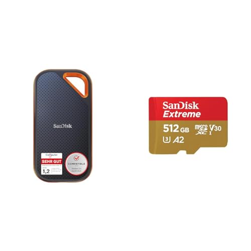 SanDisk Extreme PRO Portable SSD Externe SSD 1 TB & Extreme microSDXC UHS-I Speicherkarte 512 GB + Adapter