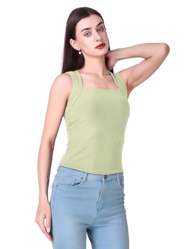 Image of Sizi Women Padded Camisole Workout Top| Tank Top with No Trace,Square Neck Seamless Vest,Elastic Removable Wide Shoulder Strap Camisole
