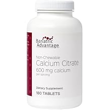 Bariatric Advantage Non Chewable Calcium Citrate 600 mg Calcium - for Bariatric Surgery Patients - Vitamin D3 - Mineral Supplements - 180 Tablets