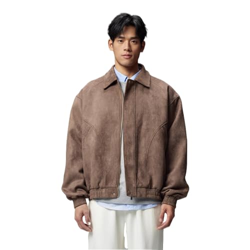 GUOYUXIAO Men's Jacket Male's Spring Casual Lined Coat-darkbrown-X-Large
