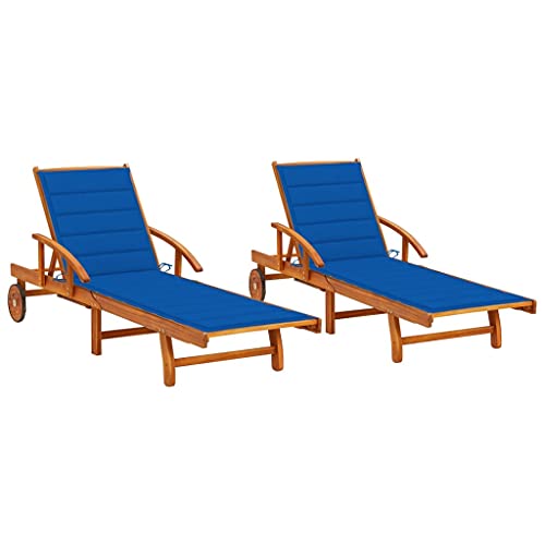 LAPOOH Tumbonas con Cojines 2 Unidades Madera Maciza de Acacia, Tumbonas Jardin Exterior, Tumbona Piscina, Sun Lounger, Tumbonas De Jardin, Cama Jardin Exterior, Tumbona De Playa 3077340