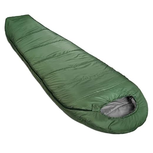 Amazon Basics 20°F Cold Weather Mummy Sleeping Bag for Hiking, Outdoor Camping with No-Snag Zipper, Portable, 82" x 33", Olive Green