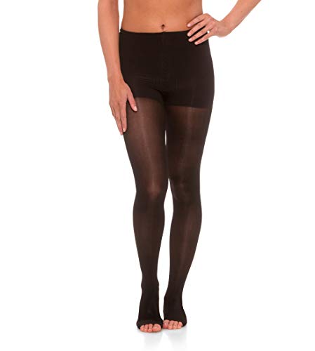Jomi Compression Pantyhose Women Collection, 20-30mmHg Sheer Open Toe 245PO (X-Large, Black)