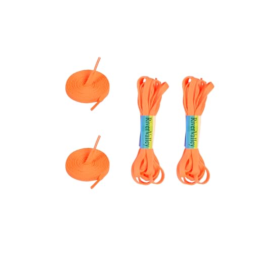 RiverValley 2 pares de cordones, 8 mm de ancho, cordones planos para zapatillas deportivas, correr, adultos, Naranja fluorescente, 80
