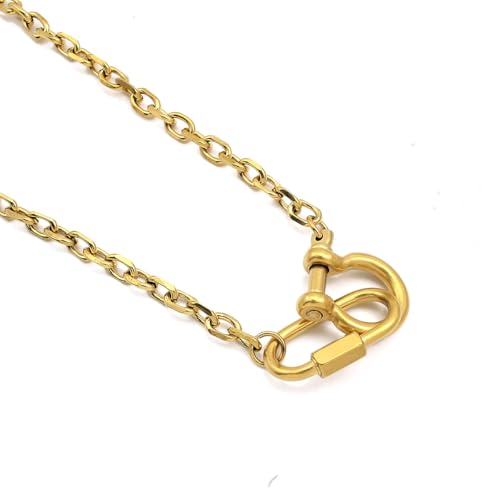 Waterproof 316L Stainless Steel Two Tone Key Lock Pendant Necklace Choker for Women Men PVD Plating Jewelry3