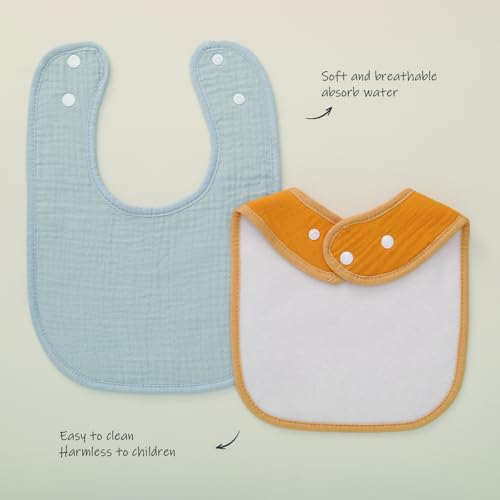 Muslin Baby Bibs,Pack of 7,100% Cotton Baby Bib for Drooling and Teething, Absorbent and Soft,Adjustable,Unisex3