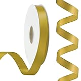 Rilisili Cinta de satén dorada de 5/8 pulgadas, 50 yardas, cintas de satén de poliéster de doble cara para envolver regalos, manualidades, bodas, invitaciones, ramo de flores, lazo, decoración del