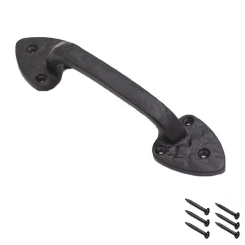 Image of 7 Inch Spear Barn Door Handle - Black Cast Iron Pull for Sliding Doors, Gates, Sheds, Fences, Closets - Indoor Outdoor Farmhouse Hardware