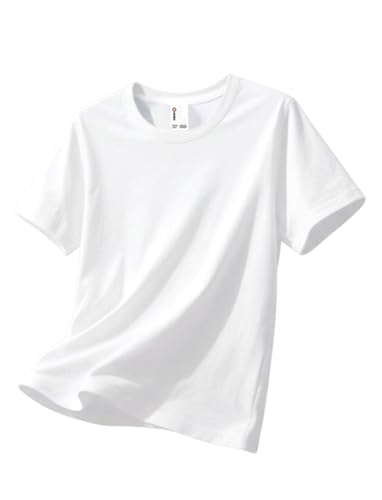 PATPAT Boys White T Shirt Size 15-16 Cotton Crewneck Short Sleeve Basic Tees White Shirts for Boy Teen Boys Clothes