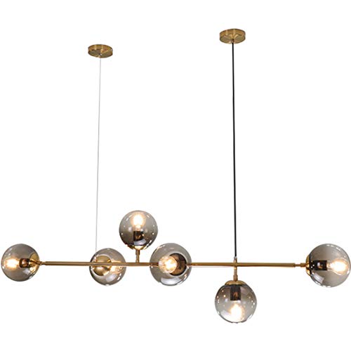 SYAXVOM Glass Globe Chandelier hting 6ht Gold Mid Century Modern Metal Ceiling Pendant ht with Ball Shade for Living Room Farmhouse (White)