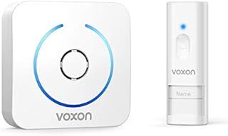 VOXON Wireless Battery Doorbell, Battery Powered Waterproof Cordless Door Bell,350m/1148ft Wireless Range, 38 Chimes, 4 Adjustable Volume Levels & Name Plate, Portable Doorbell with Blue Indicator