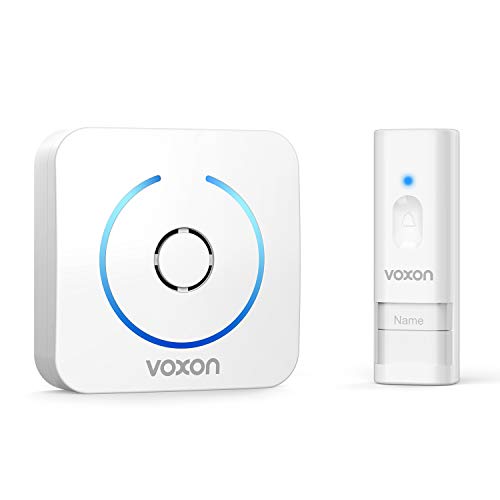 VOXON Timbre Inalámbrico, Kit de Timbre Inalámbrico Impermeable Alcance de 150 M-350M, Indicador LED, 38 Melodías, 4 Niveles de Volumen Ajustables para el Hogar/Hospital/Oficina
