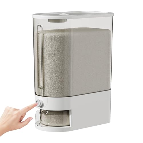 Chaies Dispensador de arroz, caja de almacenamiento de 10 kg para arroz, recipiente transparente denso a prueba de humedad, solución de almacenamiento apilable, contenedor de alimentos transparente