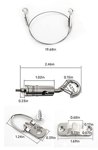 Image of Adjustable Picture Hanging Wire Kit with Hooks | Pack of 2 | 0.5 Meter | Hold Up to 10 kg | Heavy Duty Stainless Steel Wire Rope for Hanging Mirror, Picture Frames, Lamp | Best for Art Gallery
