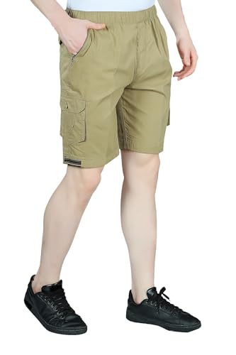 Image of Men Cotton Regular Fit Solid Short | 2 Zipper Pocket | 3 Button Pockets | Versatile Half Pants for Everyday -