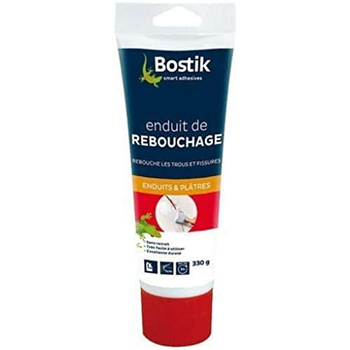 Bostik Enduit de Rebouchage en Pâte Prêt à l’Emploi – Rebouchage et Égalisation de Trous et Fissures Jusqu’à 1 cm – Blanc – Tube de 330 g