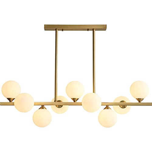 Suspension luminaire doré 7 globes en verre, petit cadeau idéal