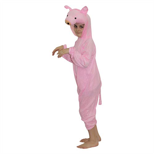 Image of Kaku Fancy Dresses Polyester Pig Farm Animal Costume For Kids - Pink, 5-6 Years | Animal Fancy Dress For Boys & Girls