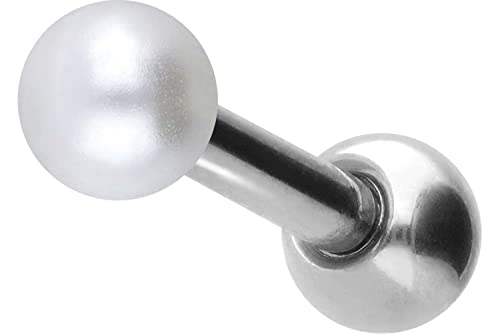 PIERCINGLINE piercing de oreja de acero quirúrgico | PERLA SINTÉTICA | Piercing Joyería Tapones para los oídos Helix | Selección de color y tamaño