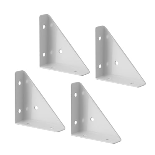 Ménsulas de metal en L, 4 soportes de esquina en ángulo, sujetadores, protector pesado, soporte de esquina en ángulo triangular derecho, soporte for muebles de gabinete (tamaño: blanco) (Color : One