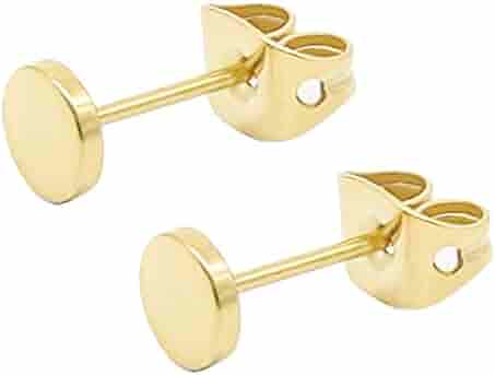 Blomdahl titanium goudkleurige knopoorbellen met aqua zirconia – 5 mm – Staartjes en Strikjes
