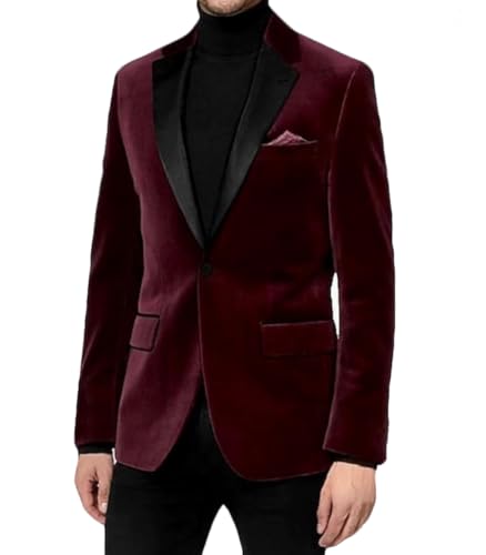 VENNYNG Men's Velvet Blazer Jacket for Winter One Button Stylish Coat for Groom and Groomsmen.2