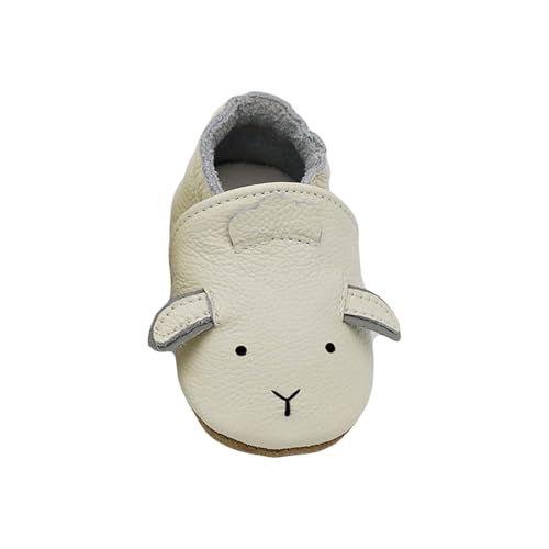 RNTOP Unisex Baby Shoes Infant Girls Boys Non Slip Soft Leather Shoes Toddler Soft Sole Shoes Slippers First Walking Shoes (White, 18-24 Months)