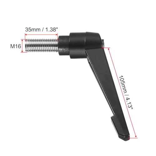 Image of uxcell Adjustable Clamping Lever Handle M16 x 35mm Metric 304 Stainless Steel Male Threaded Stud Hand Knobs Push Button Ratchet Rotating Screw Handles Bolts with Locking Lever Black