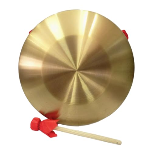 Vaguelly Chinese Gong Instrument Decor Traditional Chinese Musical Instruments Copper Gong with Mallet for Beginners