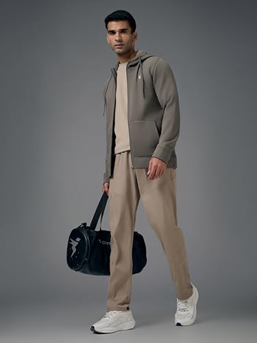Image of TECHNOSPORT Mens Fleece Slim Fit Solid Regular Fit Hooded Jacket with Techno Warm+, Fast Dry for Winter Use