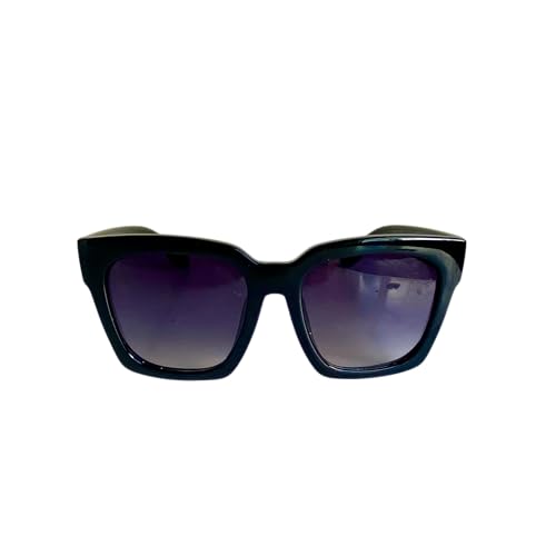 Amorette Oversized Square Sunglasses, Vintage Style Frame, UV Protection Lenses, Black and Tortoise Shell Print, Womens