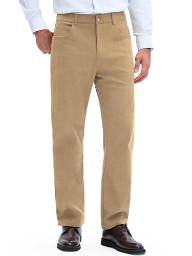 PLEPAN Men's Corduroy Pants with Elastic Waist & 5 Pockets