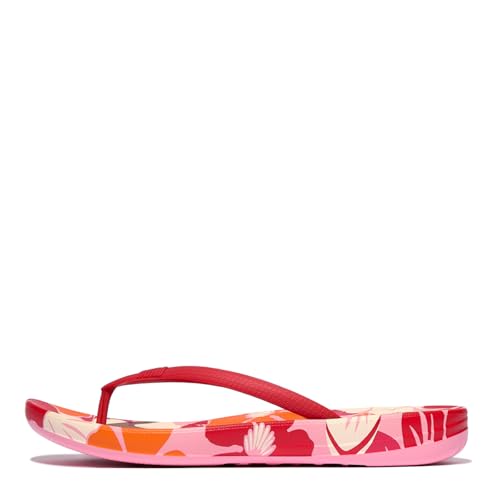 Image of FitFlop Womens iQushion Rubber Flip-Flops with Contoured Footbed for Walking, Lightweight Ergonomic Flip Flop Sandals with Arch Support and Foot Impact Pillows