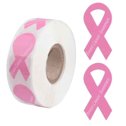 WANDIC 500 Calcomanías de Cinta Rosa, Adhesivos de Concienciación Sobre el Cáncer de Mama, Cinta Adhesiva para Eventos de Caridad